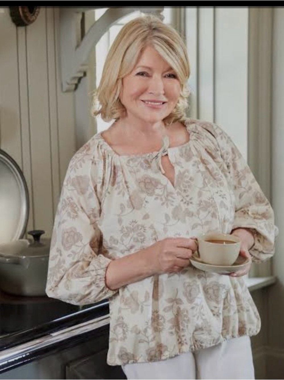 🆕Martha Stewart The Poet Blouse in Vanilla Bean